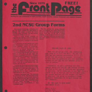 "2nd NCSU Group Forms", The Front Page, February 21-March 12, 1984