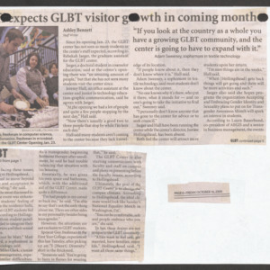 "Staff expects GLBT visitor growth in coming month", Technician, October 16, 2009