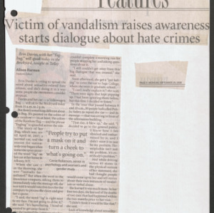 Erin Davies Volkswagen Bug Vandalism Newspaper Clippings, September 29-30, 2008