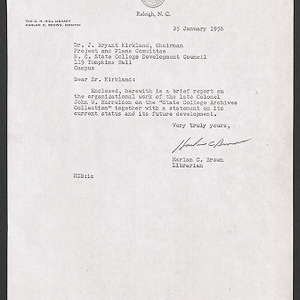 Letter from Harlan C. Brown to Dr. J. Bryant Kirkland