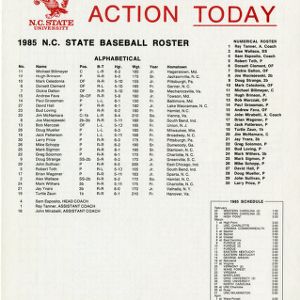 Roster, Men's baseball, North Carolina State, 1985 season