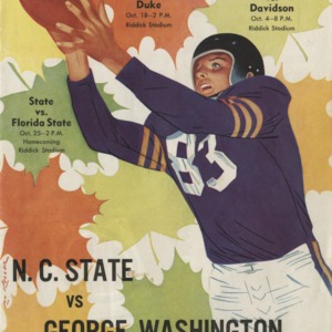 Program, Football, North Carolina State versus George Washington, 27 September 1952
