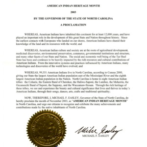 Proclamation, American Indian Heritage Month