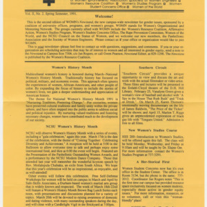 Newstand: The Newsletter of the Women's Organizational & Mentoring Network, Vol. 2 No. 2, Spring Semester 1991