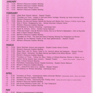 NCSU Women's Center Calendar of Events, Spring 1993