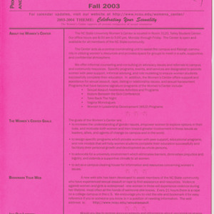 NC State University Women's Center Programming and News, Fall 2003