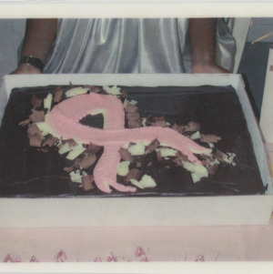 Chocolate Cake with Pink Ribbon Design