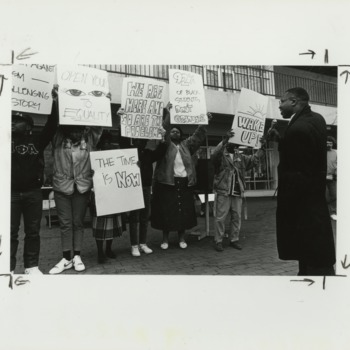 M.A.R.C.H. protest for African American equality, with Kevin Howell at the microphone