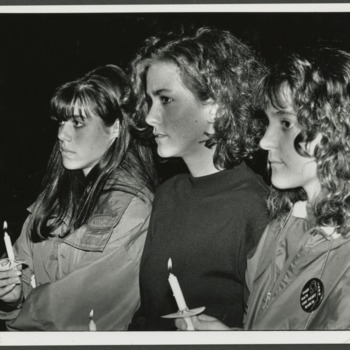 Women students at Take Back the Night march