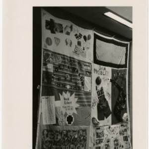 AIDS quilt hanging in the student center for World Aids Day