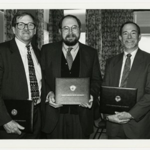 NCSU Libraries Award recipients, Professors Charles Moreland, John Wall, and Dale Sayers,