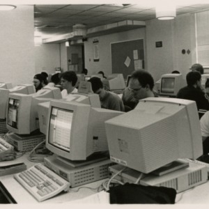 Students work at computers