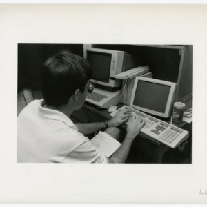 Student Michael Steele typing