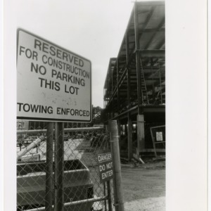 Photo of sign reserving lot for construction
