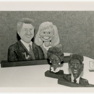 Wood carving exhibit of the Clintons and Reagans