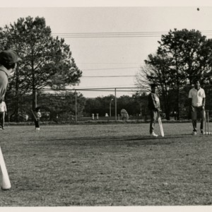 Player pitches in cricket game