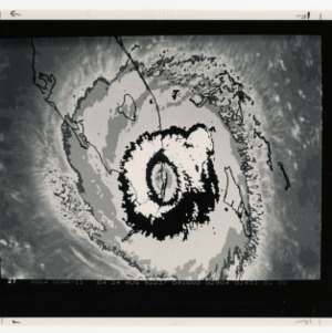 Image of Hurricaine Andrew from Jordan Hall meteorology computers