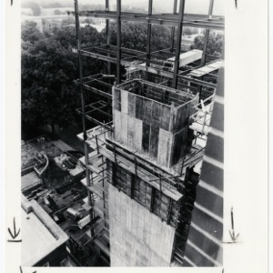 View from ninth floor window of D. H. Hill Jr. Library during construction