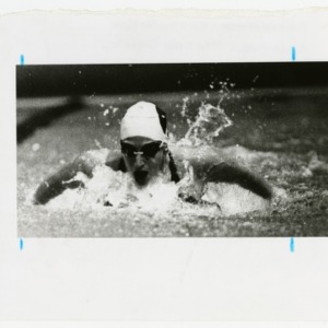 Womens swimmer plows through the water