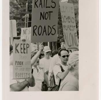 Protest outside Governor's Mansion against proposed construction in Schenck Forest