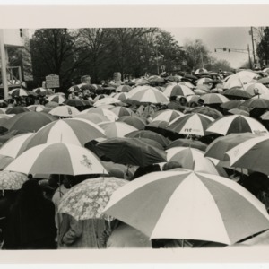 A sea of umbrellas at Governor Hunt's Inauguration