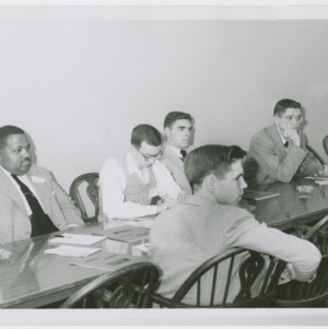 Students at long table