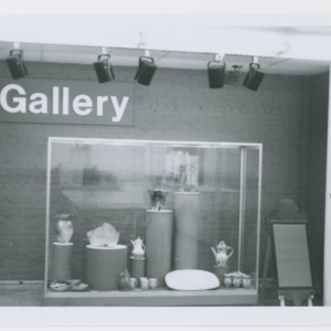 NCSU Craft Center, display case featuring pottery