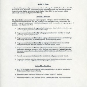 Baptist Student Union constitution