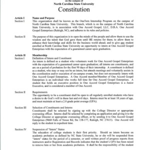 One Term Internship Program constitution