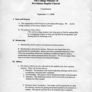 Providence College Ministry constitution