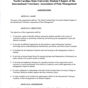 Student Chapter for the International Veterinary Academy of Pain Management constitution