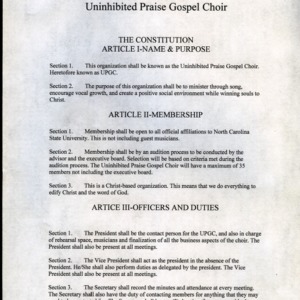 Uninhibited Praise constitution