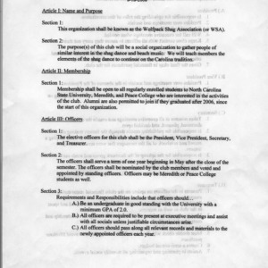 Wolfpack Shag Association constitution