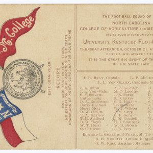 Postcard, Athletic Association N.C.A. & M. College, 1909