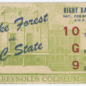Wake Forest versus NC State ticket stub, 1950, Feb. 11