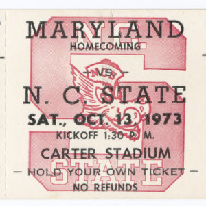 Maryland versus N.C. State football ticket stubs, 1973, Oct. 13