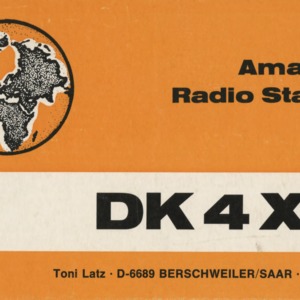 QSL Card from DK4XJA, Berschweiler/Saar, Germany, to W4ATC, NC State Student Amateur Radio