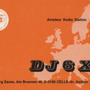 QSL Card from DJ6XG, Hehlen, Germany, to W4ATC, NC State Student Amateur Radio