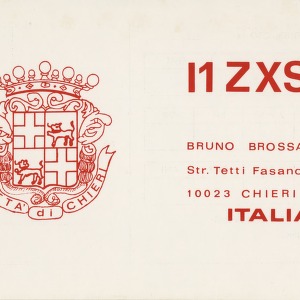 QSL Card from I1ZXS, Bruno, Italy, to W4ATC, NC State Student Amateur Radio