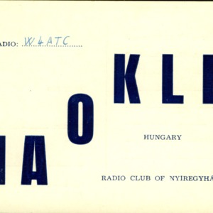QSL Card from HAOKLE, Nyiregyhaza, Hungary, to W4ATC, NC State Student Amateur Radio