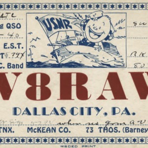 QSL Card from W8RAW, Dallas City, Pa., to W4ATC, NC State Student Amateur Radio