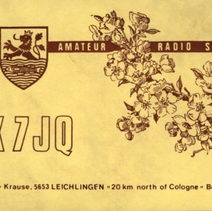 QSL Card from DK7JQ, Leichlingen, Germany, to W4ATC, NC State Student Amateur Radio
