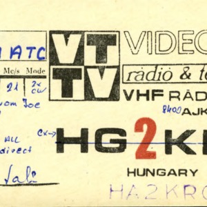 QSL Card from HG2KRN, Ajka, Hungary, to W4ATC, NC State Student Amateur Radio