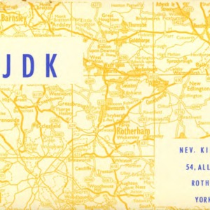 QSL Card from G3JDK, Rotherham, England, to W4ATC, NC State Student Amateur Radio