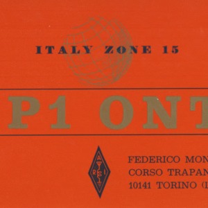 QSL Card from IP1ONT, Torino, Italy, to W4ATC, NC State Student Amateur Radio