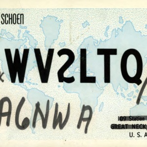 QSL Card from WV2LTQ/6, Encino, Calif., to to W4ATC, NC State Student Amateur Radio