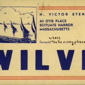 QSL Card from WILVR, Scituate Harbor, Mass., to W4ATC, NC State Student Amateur Radio