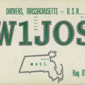 QSL Card from W1JOS, Danvers, Mass., to W4ATC, NC State Student Amateur Radio