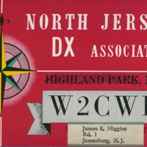 QSL Card from W2CWK, Jamesburg, N.J., to W4ATC, NC State Student Amateur Radio
