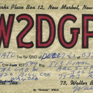 QSL Card from W2DGP, New Market, N.J., to W4ATC, NC State Student Amateur Radio